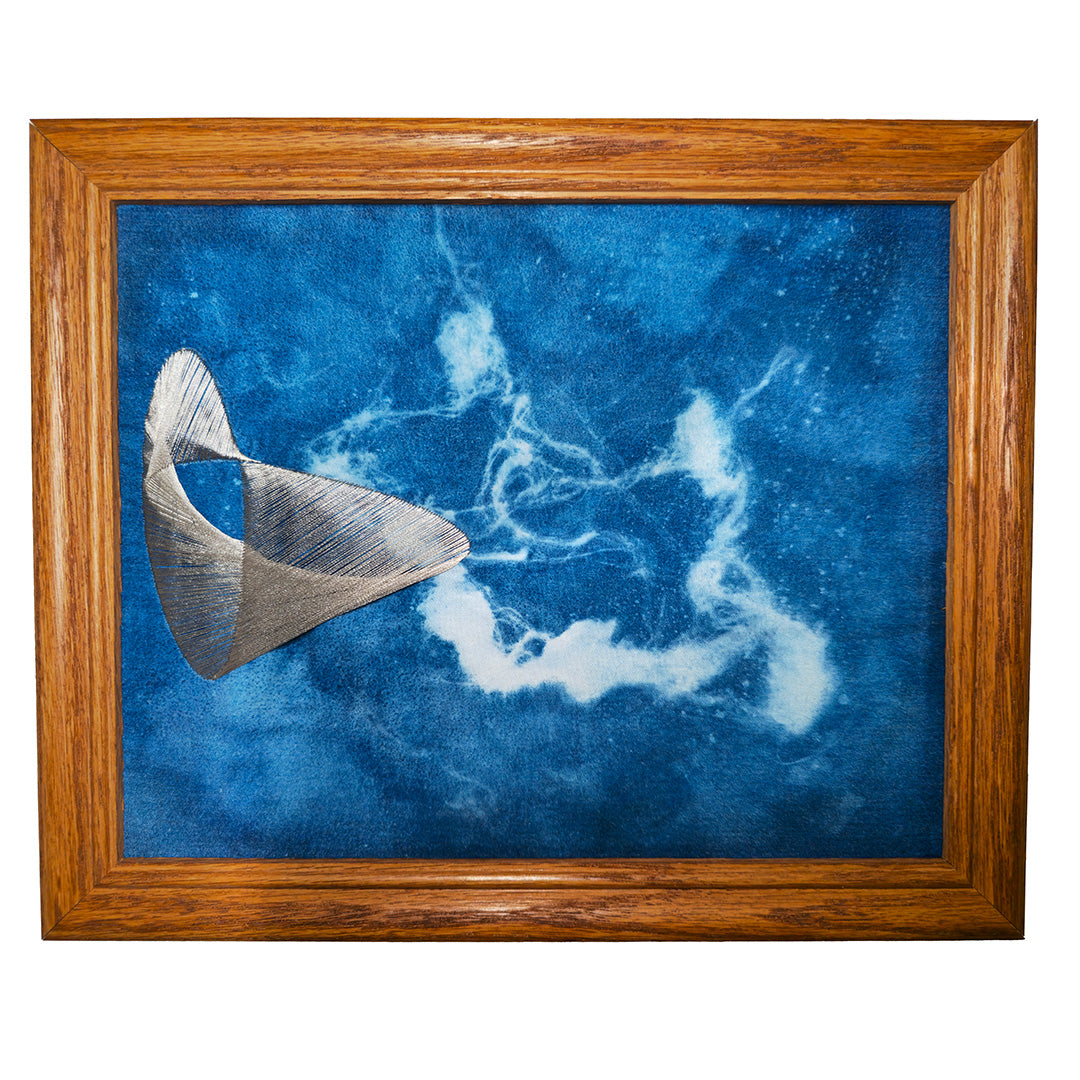 Temporary Second Moon framed embroidery